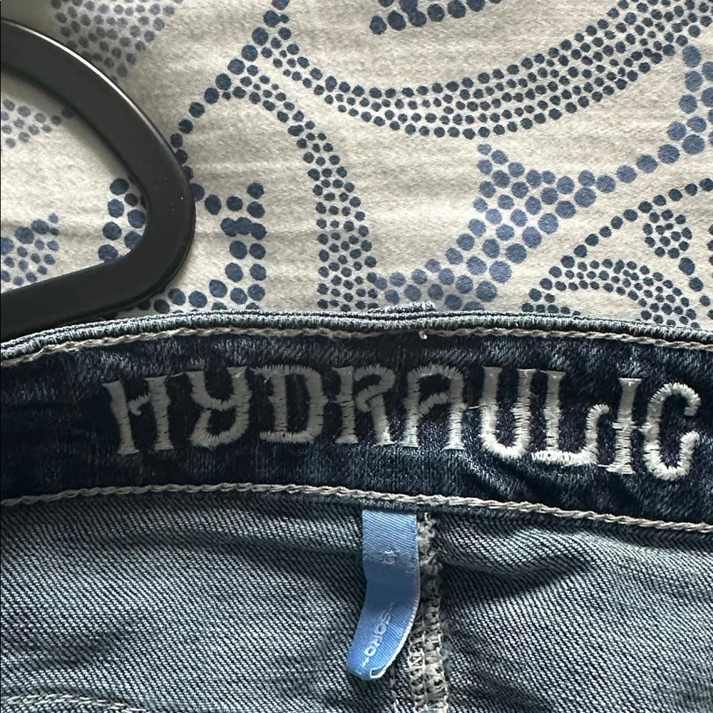10 Hydraulic Blue Pearl-Studded Denim/Jean Skirt - Picture 9 of 10